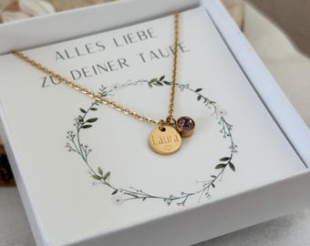 Children's necklace with birthstone | Christening necklace | Confirmation | Communion | First day of school | Cross necklace | Guardian angel | Stainless steel, waterproof