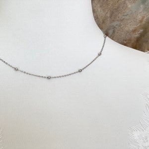 Filigree ball chain made of stainless steel, mini beads, silver or 18K gold, gift, minimalist image 2