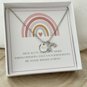 Collana pendente Arcobaleno Catena battesimo cresima Acciaio inossidabile Argento Oro Rosé Incoraggiatore Portafortuna Regalo di ritorno a scuola immagine 2