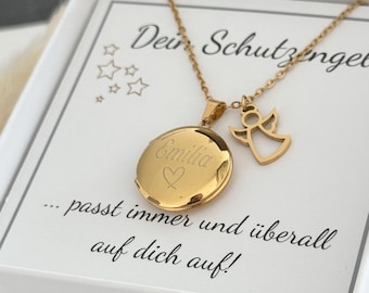 Children's locket, photo necklace, guardian angel, locket necklace that opens for photos, keepsake gift, gift for children, christening gift, birthday gift