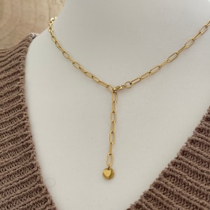 fine link chain made of stainless steel, wearable as Y-chain or round necklace, layered necklace, link chain, gold, rosé, silver