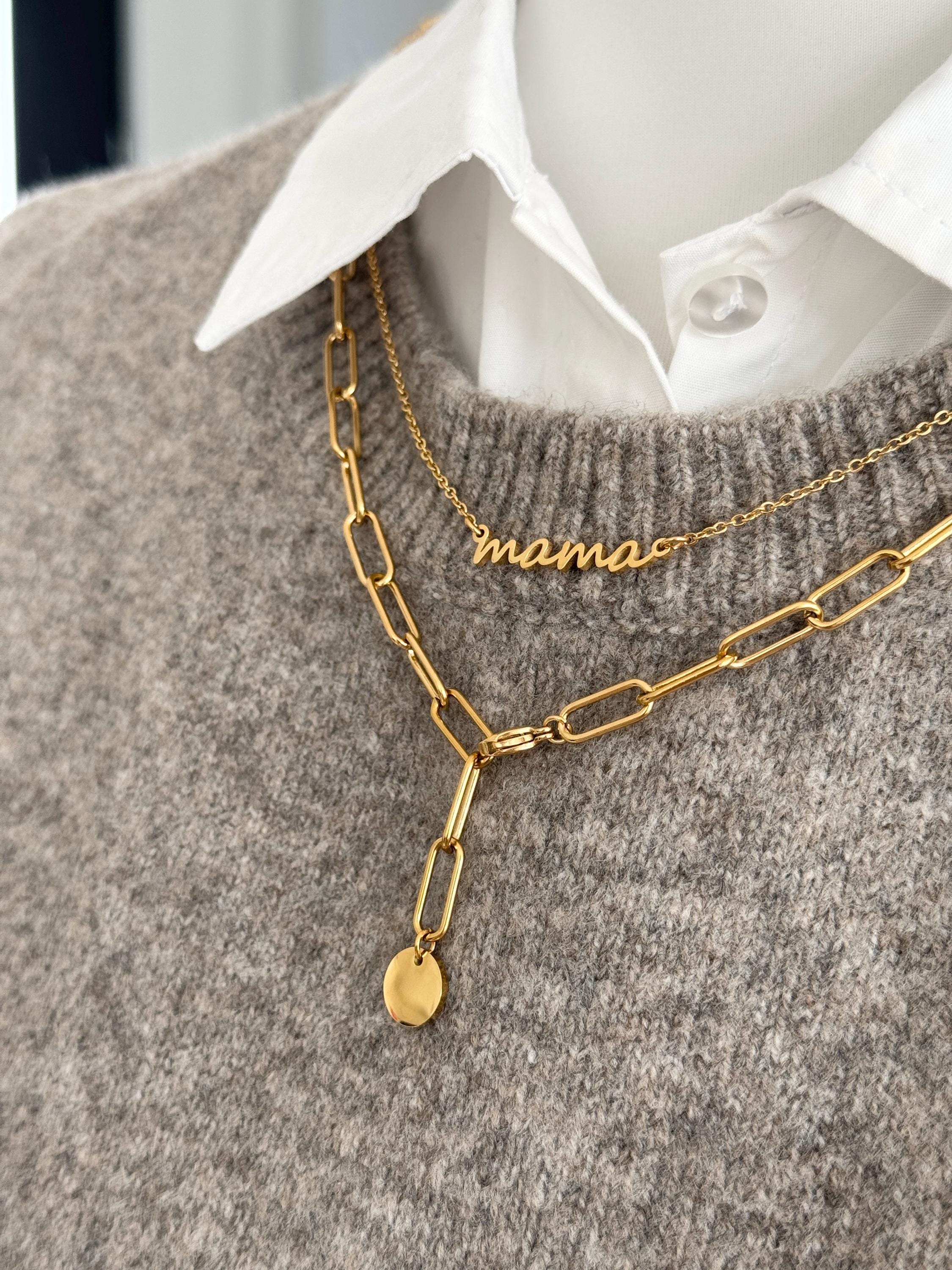 Habibi Jewels Collana in Acciaio da Donna con scritta Sticazzi Colore Oro Giallo dorato a Maglia Larga Collanina Regalo Compleanno Laurea Onomastico Festa della Mamma