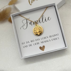 Family necklace with tree of life gift card, necklace with tree of life made of stainless steel, silver, gold, rose, gift, Mother's Day gift image 2