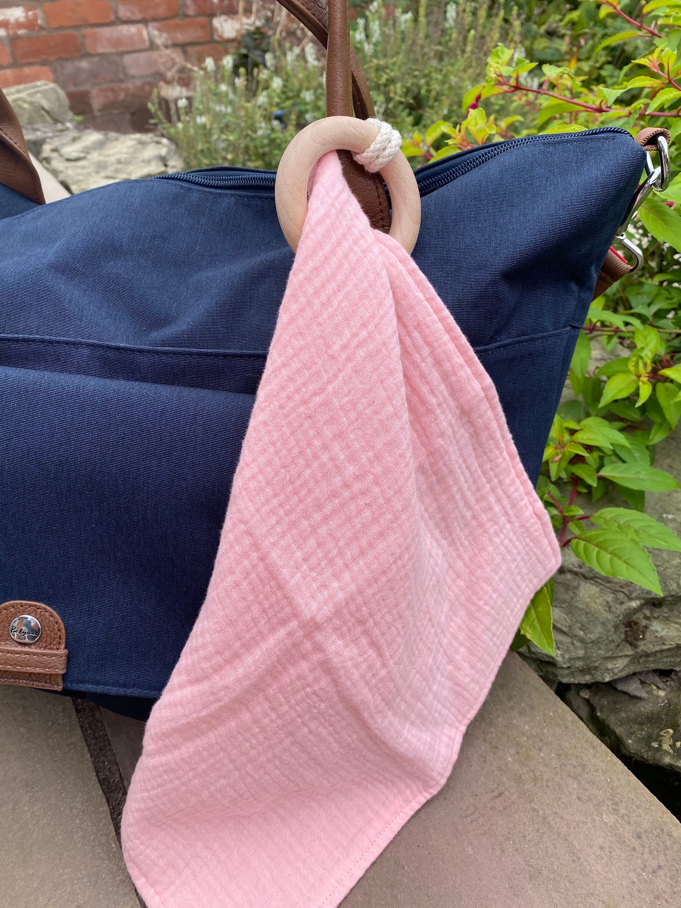 Rosette Muslin Comforter & Wooden Teether
