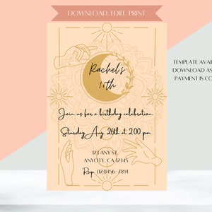 Sun and Moon Birthday Invite Editable Printable