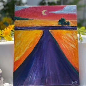 Acrylic Landscape Artwork- Original Abstract 8x10 in Colorful Painting