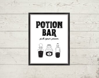 Potion Bar - Pick Your Poison | Printable Art | Bar Cart Art