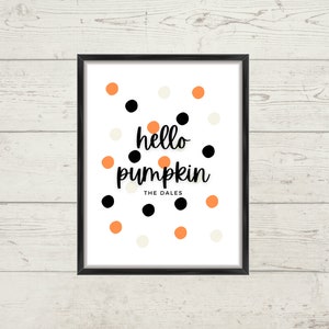 Hello Pumpkin パーソナライズ | 印刷可能なアート | バーカートアート