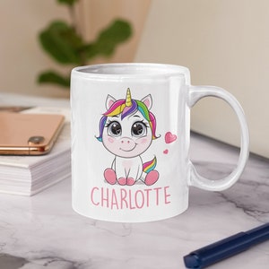 Personalised Cute Unicorn Mug, Easter Gift For Daughter Niece, Custom Name Mug For Grandkids, Ceramic Mug Idea