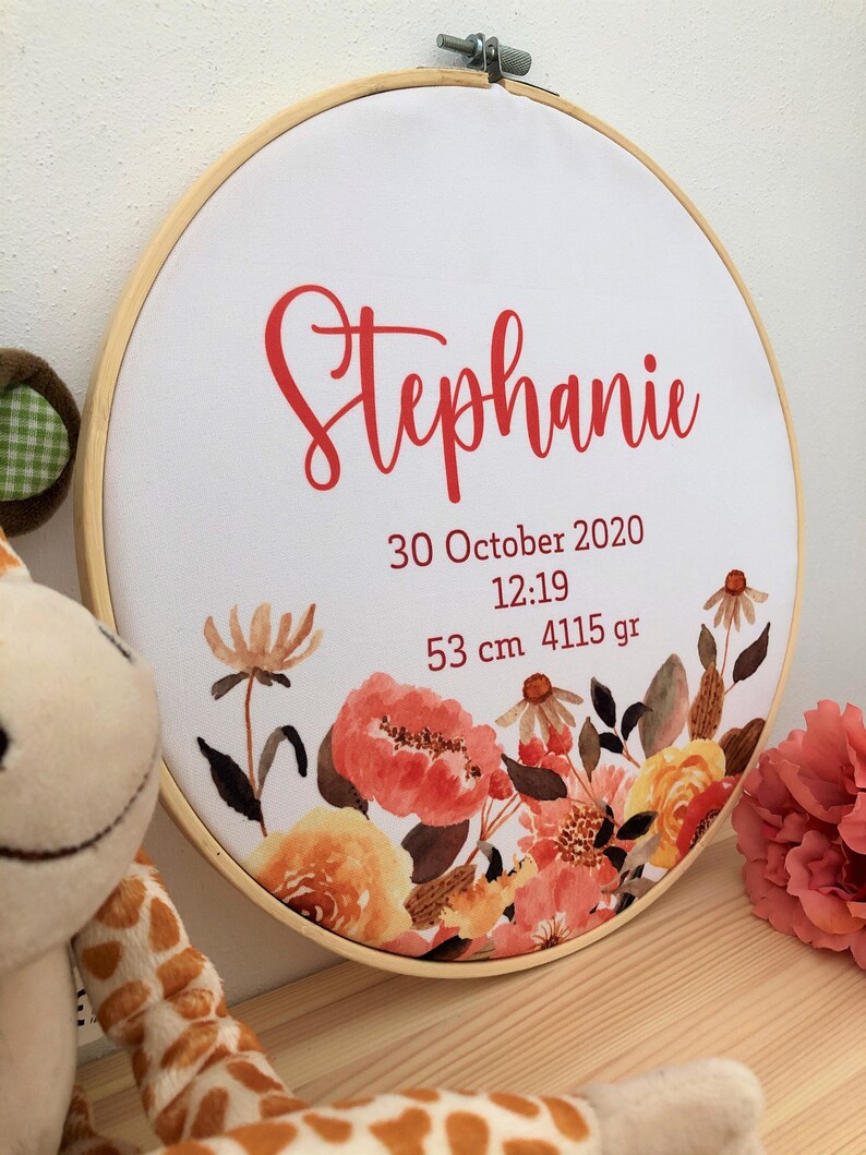 Personalized New Born Baby Girl Wall Decor Floral Design Etsy