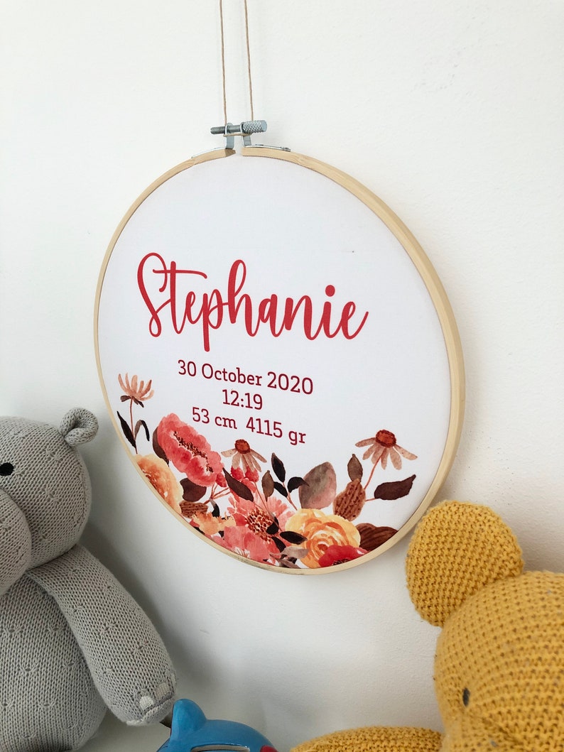 Personalized New Born Baby Girl Wall Decor Floral Design Etsy