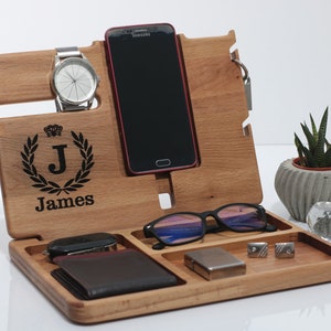 Unique Christmas Gift, Docking Station, Perfect Gift for Husband and Dad, Men Birthday gift, Dock Station,Wooden Organizer, Anniversary Day,