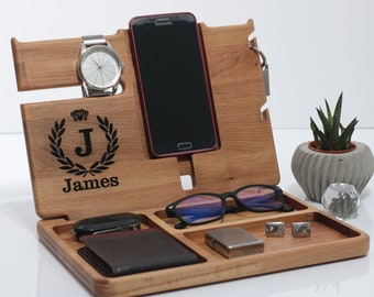 Unique Christmas Gift, Docking Station, Perfect Gift for Husband and Dad, Men Birthday gift, Dock Station,Wooden Organizer, Anniversary Day,