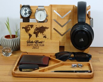 Personalize it! wooden desk organizer A perfect Christmas gift for your husband or wife. Gift for your son, Gift for Mom, Dad.