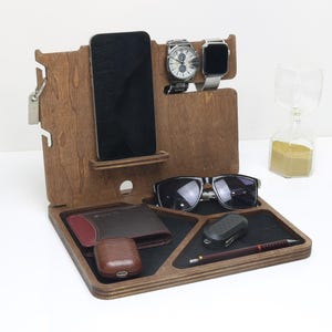 Personalized 5th Anniversary Wooden Docking Station: Desk Organizer