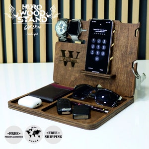 Apple Watch Charging Station, Custom design bedside stand, Different logos can be embroidered for your lifestyle, Special gift, Personalized