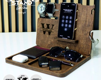 Personalized Wooden Docking Station: Apple Watch & iPhone Charging Station