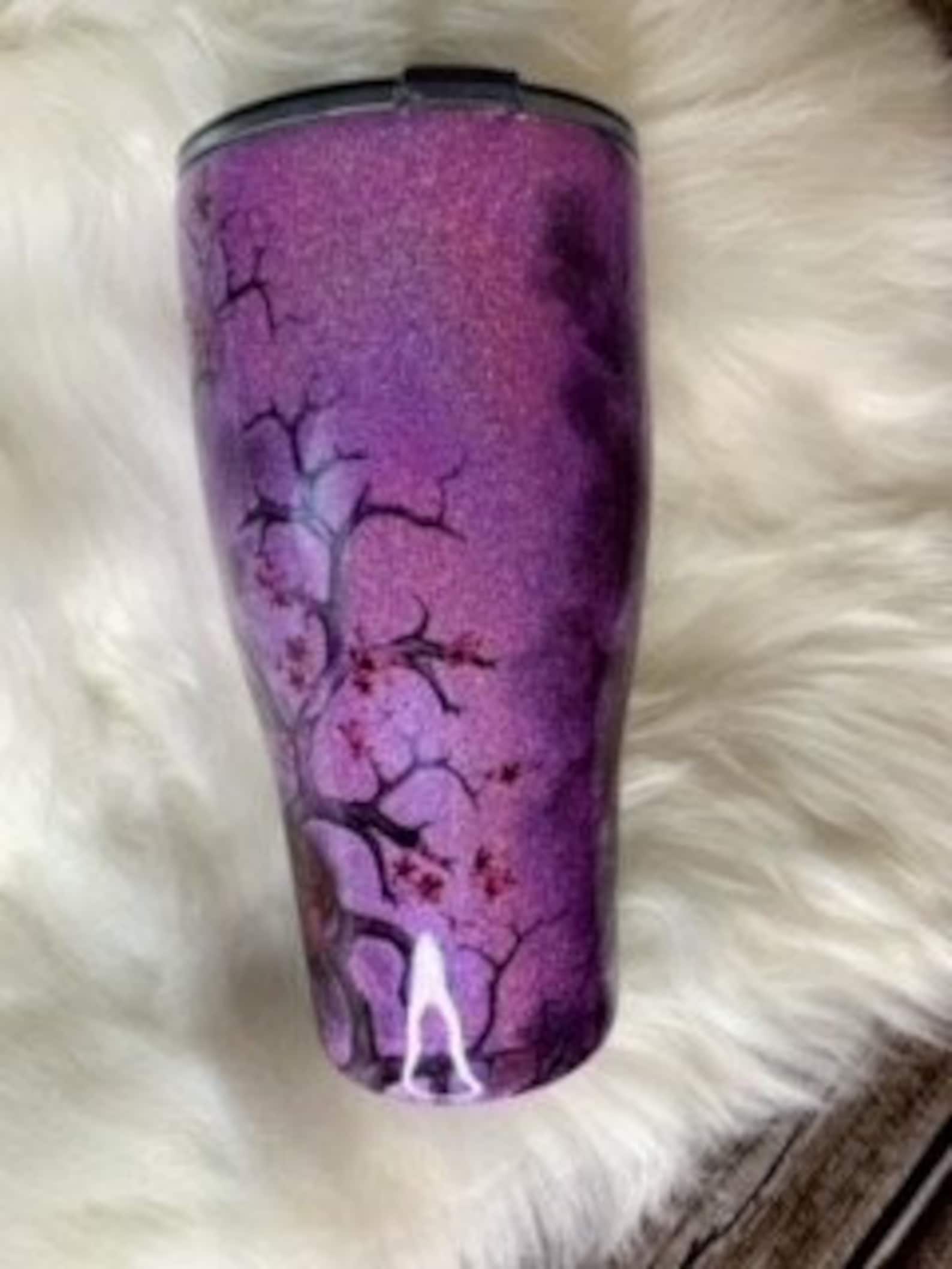Purple Glitter Tumbler Personalized Tumbler for Women Custom Etsy