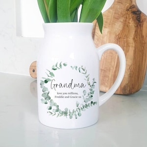 Personalised Eucalyptus Jug | Mam, Nana, Nanna, Grandma Gift | Gift for Her | Gift Idea for Grandparent | Personalised Flower Jug Vase