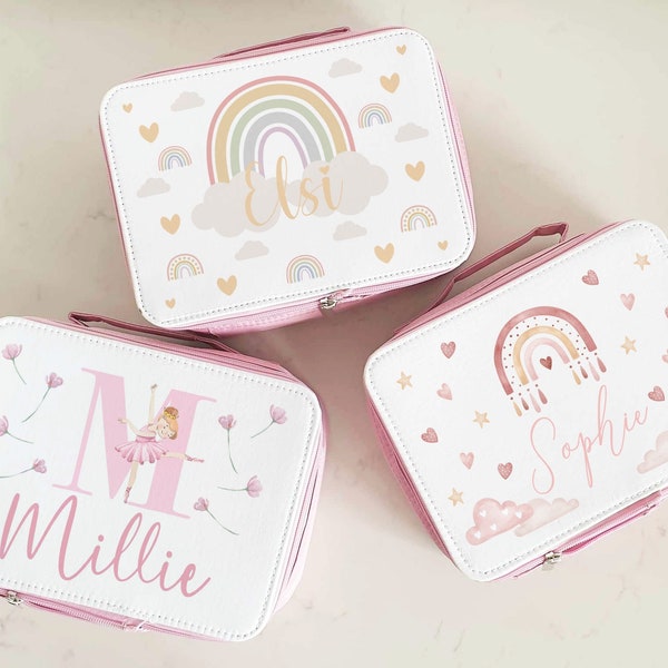 Personalised Children's Lunch Bag | Back to School Lunch Bag | Pink Girls Lunch Bag | Pastel Rainbow | Pink Rainbow | Ballerina Lunch Bag