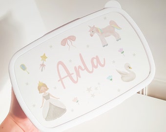 Children's Personalised Princess Snack Lunch Box | Kid's Princess Themed Lunch Box | Back to School | Lunch Bag | Snack Tub