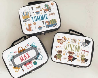 Personalised Lunch Box & Water Bottle Set | Back to School Boys Lunch Bag | Kids Lunch and Water Bottle | Dino Diggers | Cars | Superhero