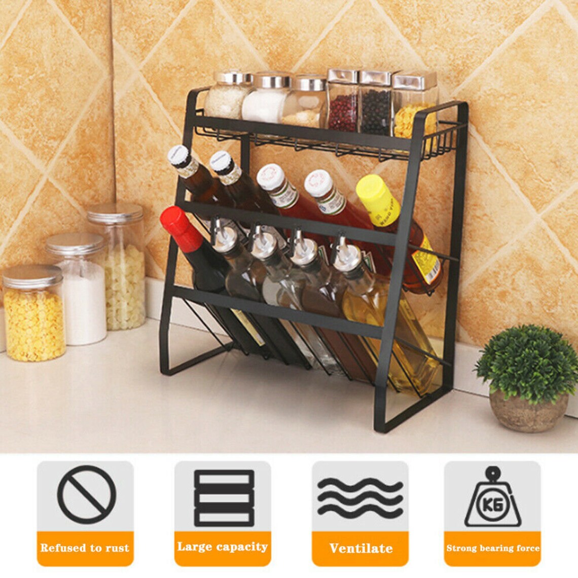 3 Tier Metal Stand Sauce Bottle Rack Holder Kitchen Storage Etsy UK