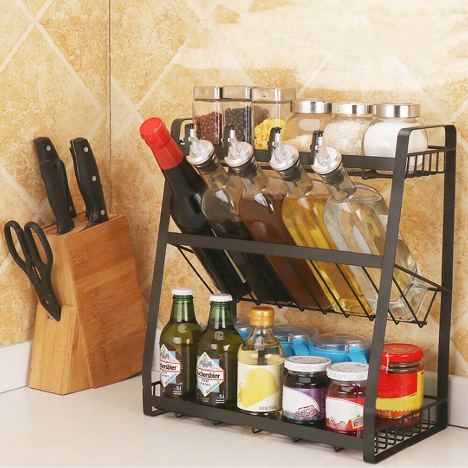 3 Tier Metal Stand Sauce Bottle Rack Holder Kitchen Storage Etsy UK