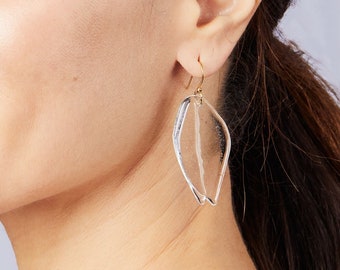Clear "Petal" Drop Earrings | Glass Dangles with 14k Ear Wires | Garden Collection