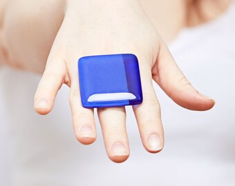 Square Statement Ring | Colorful Modern Glass Accessory | Pop Collection