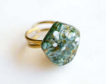 Pentagon Ring in Turquoise, Jade, Carnelian, and Quartz | Glass "Stone" Effects | Stone Collection