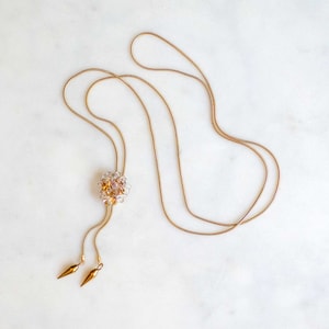 Glass &quot;Posy&quot; Bolo Tie | Lariat Necklace on Gold Chain | Garden Collection