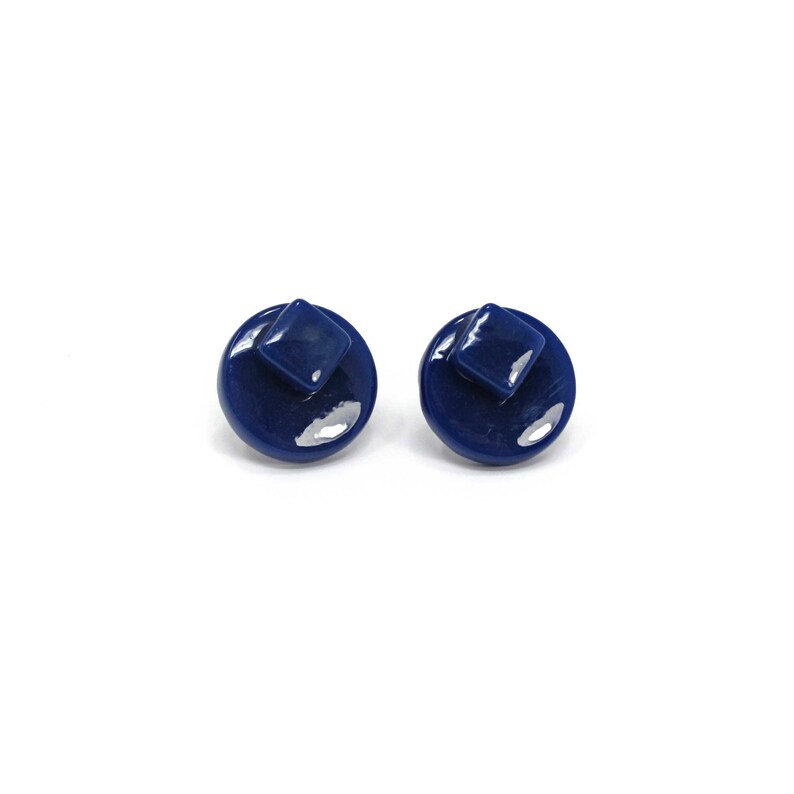 Geometric Disc Stud Earrings in Various Colors Recycled Glass Rally Collection Navy