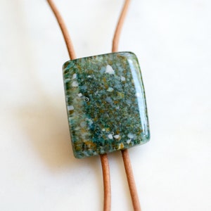 Turquoise Bolo Tie | Glass &quot;Stone&quot; | Modern Necktie Accessory for Men and Women | Stone Collection