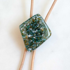 Turquoise Diamond Bolo Tie Glass Stone Modern Necktie Accessory for Men and Women Stone Collection Turquoise