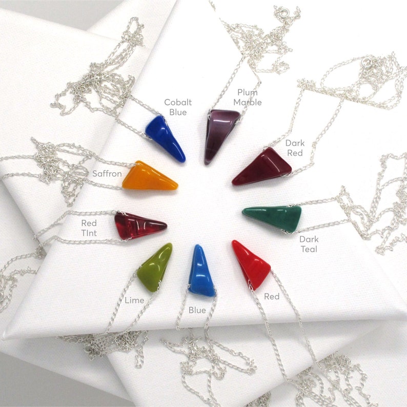 Permanent Collection Colorful Wedge Pendant Necklace in Various Colors