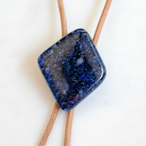 Turquoise Diamond Bolo Tie Glass Stone Modern Necktie Accessory for Men and Women Stone Collection Lapis