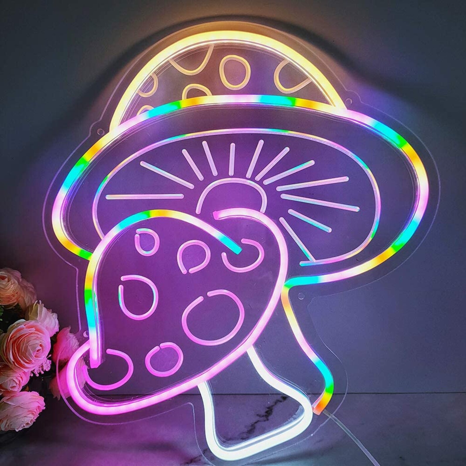 Mushroom LED Neon Sign With 3D Art Custom LED Neon Sign Home - Etsy