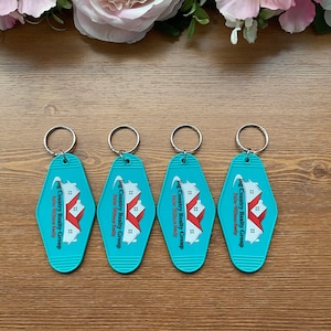 May include: Four turquoise blue keychains with a white and red logo that says "Big Country Realty Group" and "Keller Williams Realty".