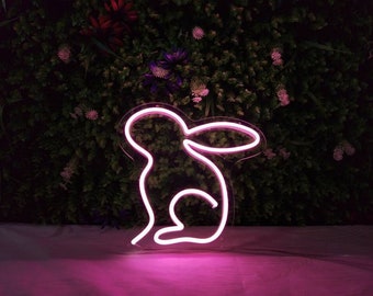 Personalized Easter Gift, Mini Bunny Rabbit Neon Sign, Personalized Gift For Easter, Gift For Her Him, Wall Decor, Home Decor,Cut Anime Sign