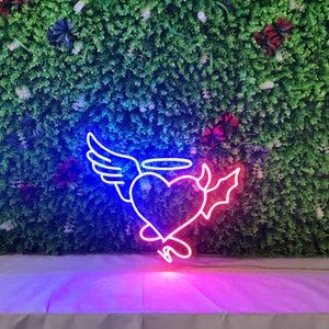 Insegna al neon con angelo e demone Insegna al neon personalizzata Insegna al neon a LED Insegna al neon da parete Decorazione da parete Insegna al neon Insegna al neon anime Regalo per bambini