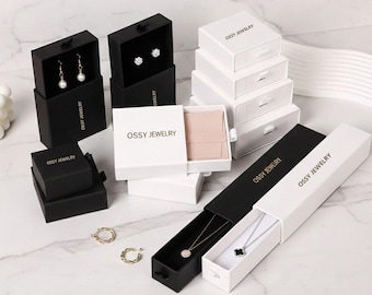100pcs Personalized Jewelry Box with Logo, Custom Sliding Jewelry Gift Packaging