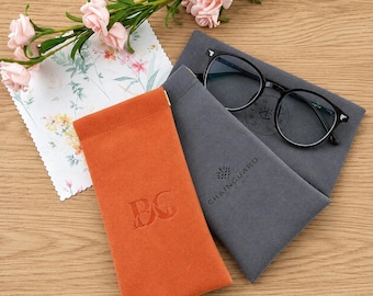 50pcs Custom Logo Microfiber Sunglasses Pouch, Eyewear Case, Wedding Favors, Close Automatically