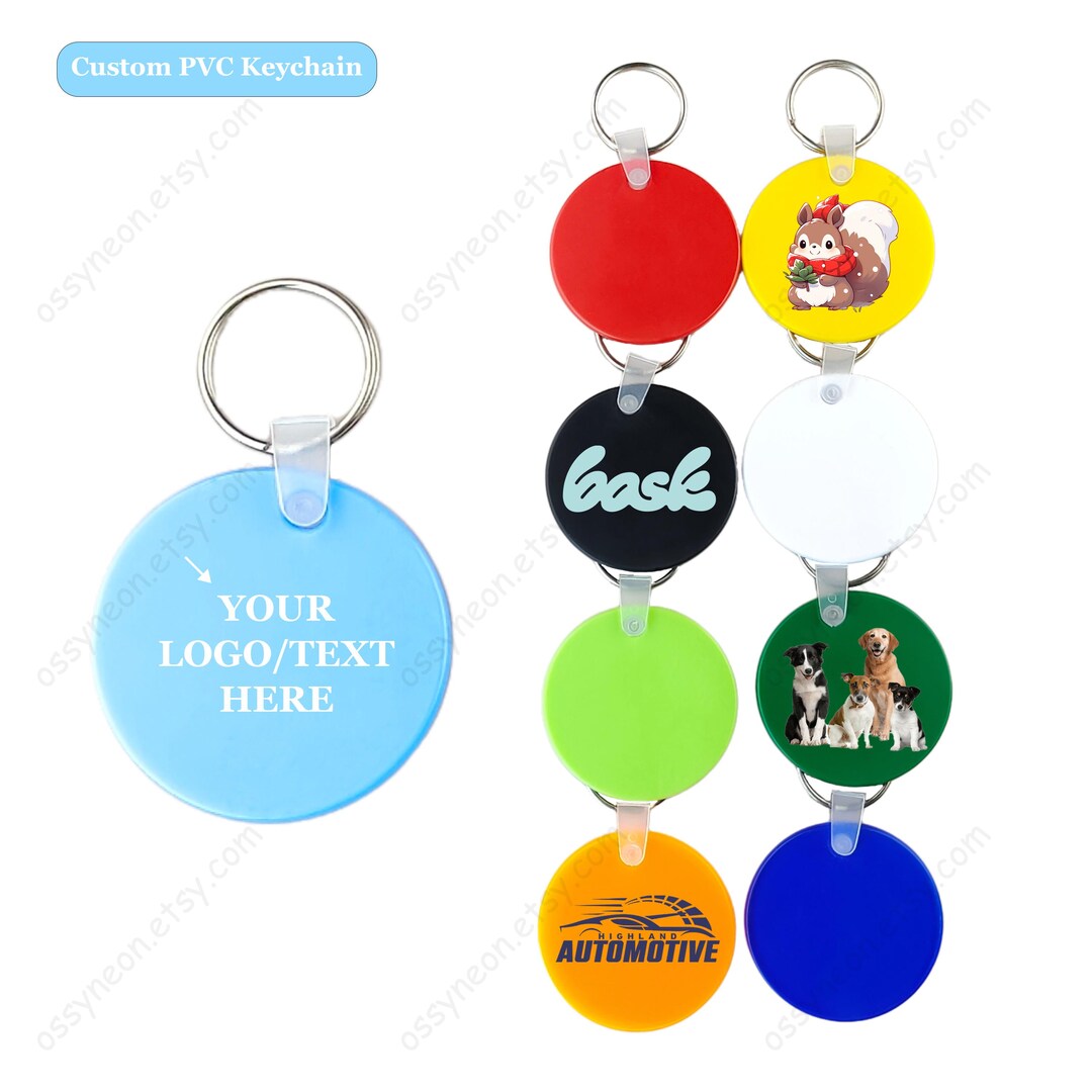 501000 Personalized Round Keychian, Custom Logo Keytag, PVC Soft Hotel