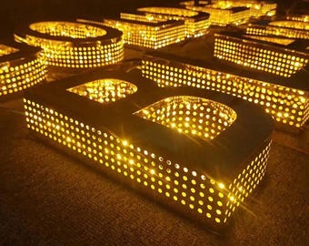 3D Illuminated Stainless Steel Logo Sign, Punching Channel Letters