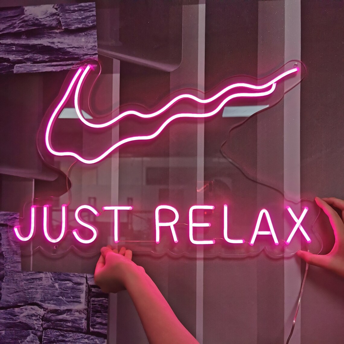 JUST RELAX Neon Sign Custom Neon Sign Wall Decor Neon Sign Led Etsy