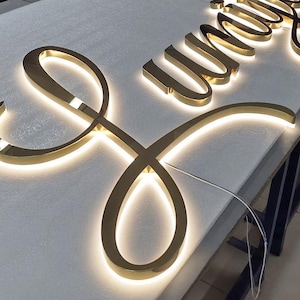 Letrero con letras retroiluminadas 3D personalizado, letrero con logotipo comercial 3D, letrero con letras de metal con luz LED, letrero publicitario con luz LED para estudio, logotipo 3D