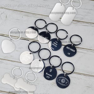 50pcs Custom Stainless Steel Keychain, Engraved Key Chain, Personalized Name Tag, Pet Nameplate Text, Dog Tags, Back To School Gifts