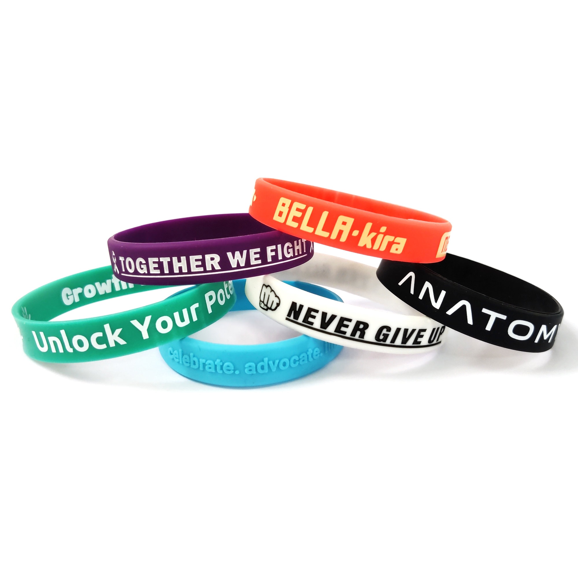 Benmify Personalisierte Silikon Armbänder - Custom Text Gummibänder Großpackung