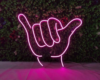 Custom Shaka Hand Neon Sign, Personalized Gift, Gifts For Him, Gifts For Her, Kids Gift, Bedroom Decor, Blue Neon Sign, Green Led Neon Sign